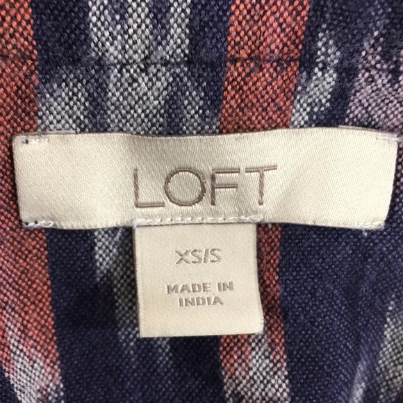 LOFT Blue Pink Aztec Print Cotton Cardigan Womens XS Small Dolman Open Front - Picture 5 of 9